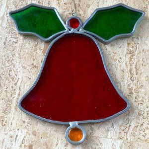 Christmas Bell Sun Catcher Stained Glass Window Decor Hand Crafted Holiday